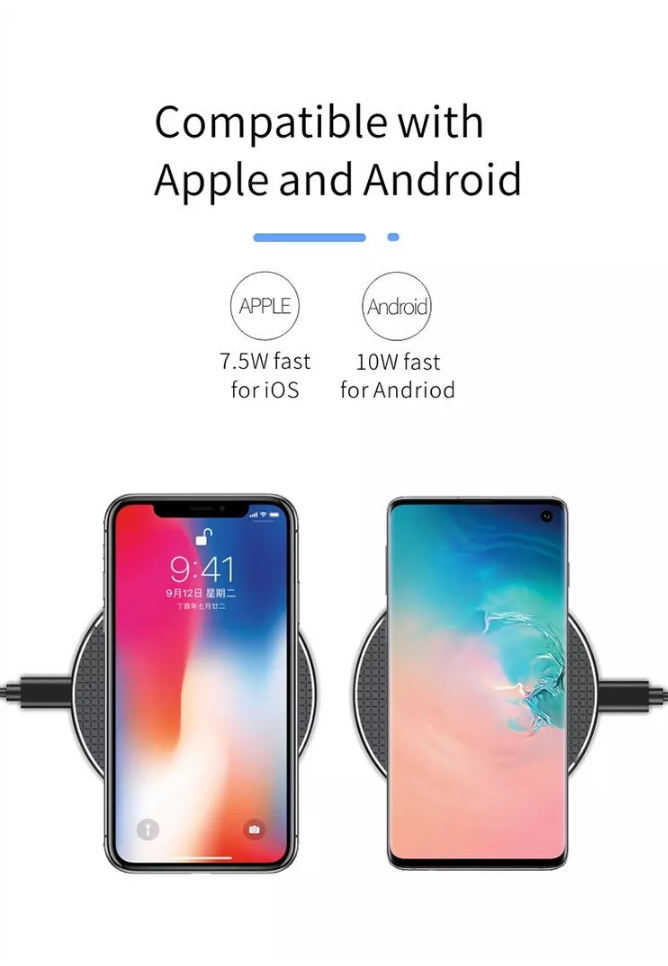 10w 110 KHz Smartphone Wireless Charging Pad For IPhone Android
