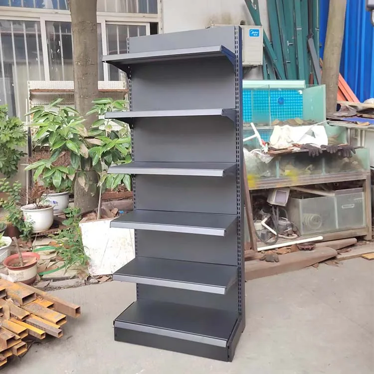 Factory customized color size gondola shelf china Trade frosted grey supermarket shelves