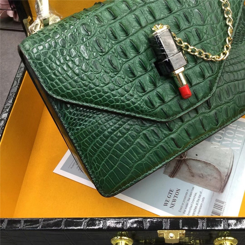 Authentic Real Crocodile Skin Lady Purse Genuine Alligator Leather Women Single Cross Shoulder Bag Female Small Handbag