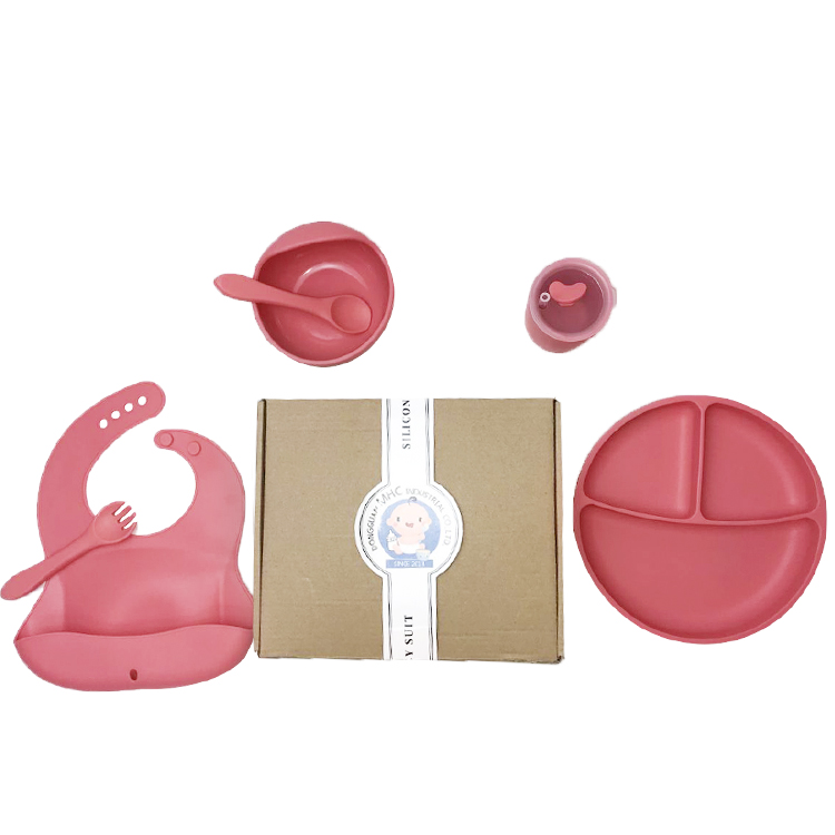 Eco Friendly Silicone Baby Feeding Plate BPA Free Infant Kids Suction Dinner Set
