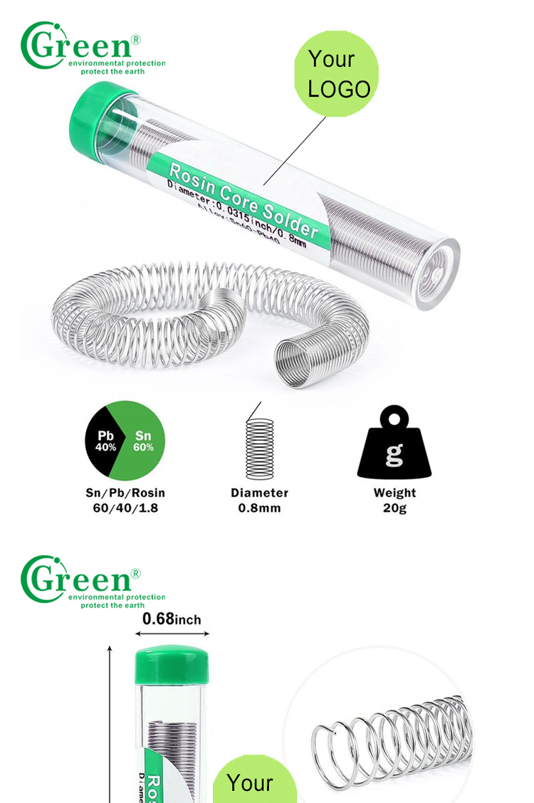 RCS6460 Soldering Wire Material , Tin Solder Wire 0.8mm Rosin Core 8-25g 60% Sn 40% Pb