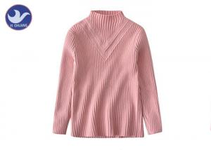 Buy cheap High Collar Ribs Girls Light Pink Sweater , Cotton Knit Sweater For Little Girl product