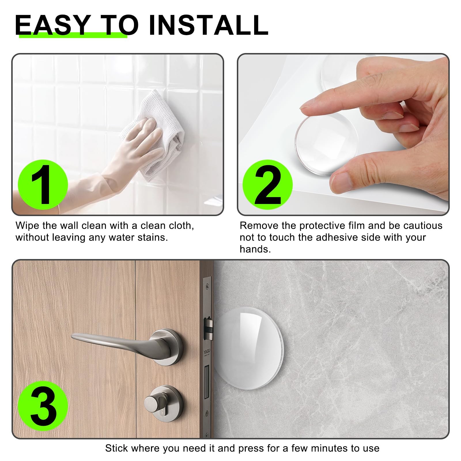 Wall Door Handle Stopper Door Knob Wall Shield Transparent Round Silicone Guard Door Stopper Wall Protector