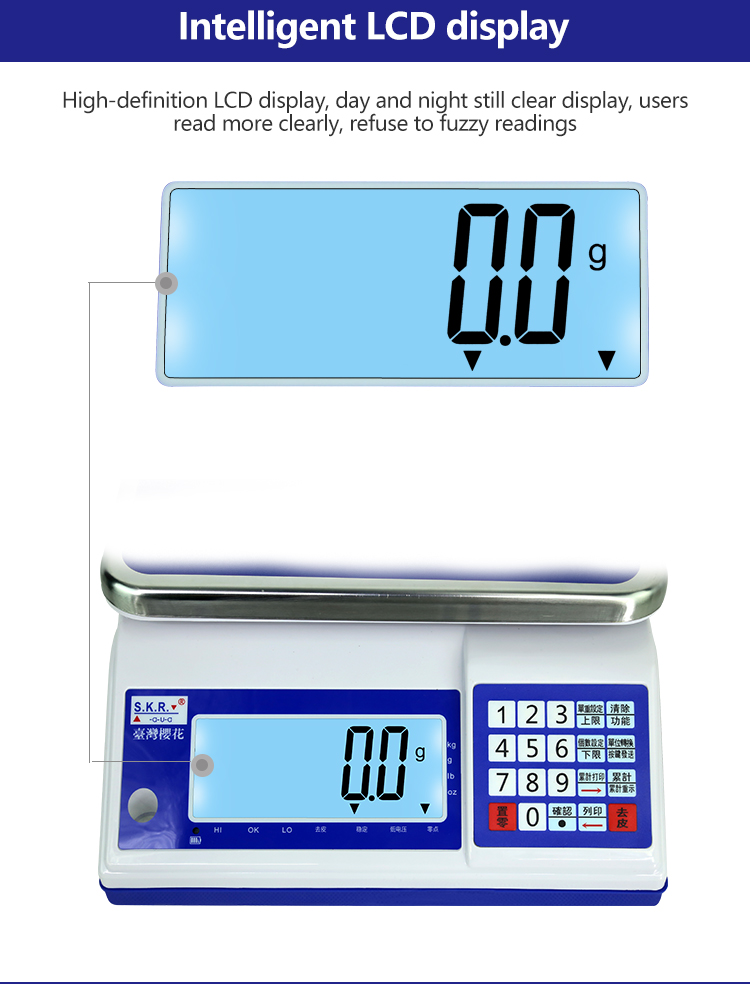 Conventional 30000 Precision Multi-function LCD Weighing Table Scale with Display LCD