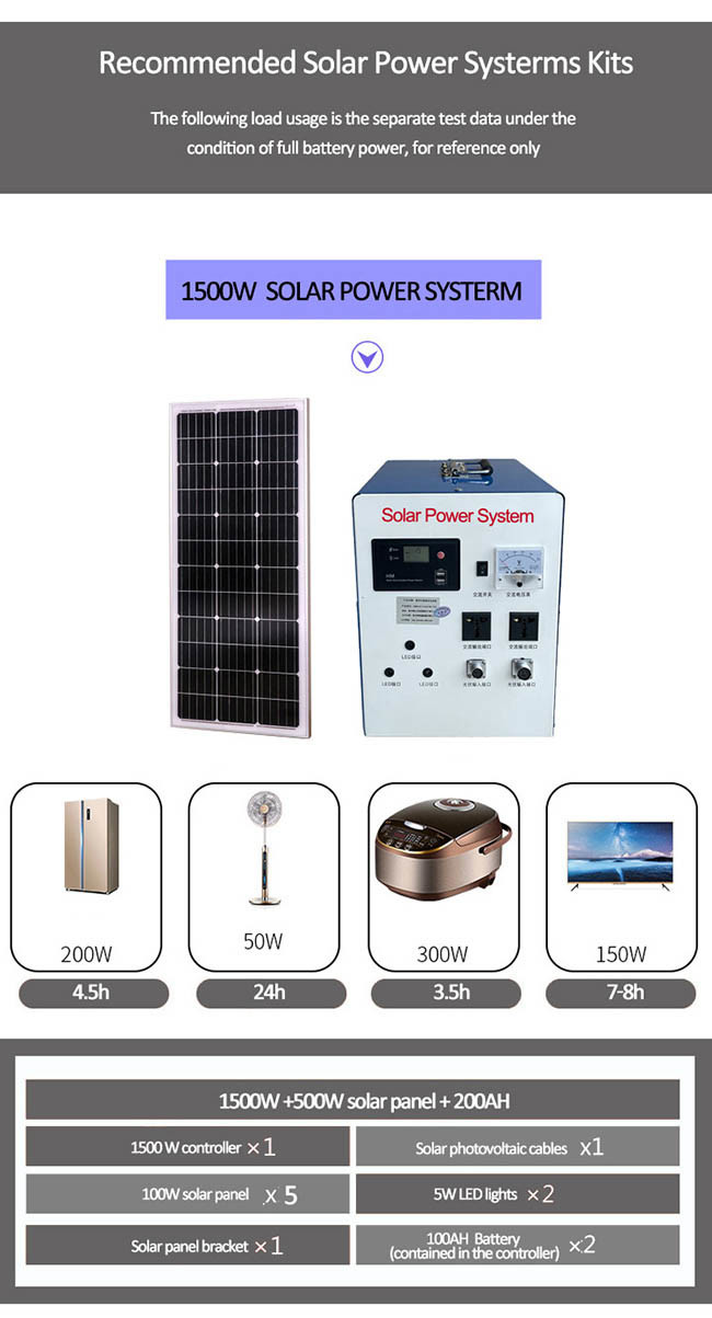 Black 10kw Solar Power System 150w Solar Panel 65AH Battery