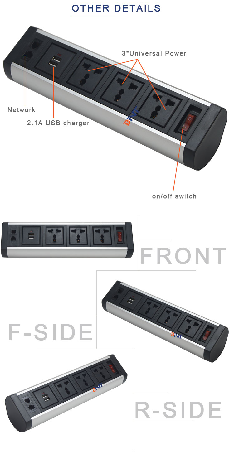 Office power supply solution clamp on table top power socket with usb