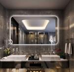 Illuminated Square LED Bathroom Mirror With Radio Backlit Lighted Vanity Mirror