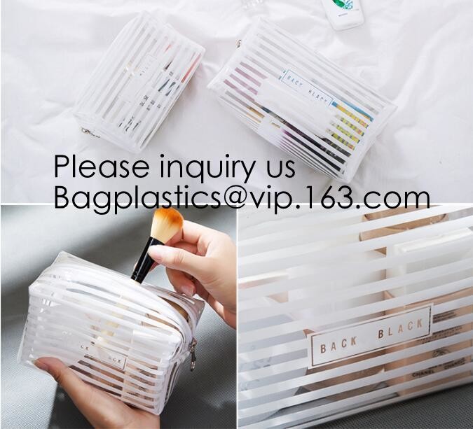 Clear Zipper Pouch with Strap Makeup Bag PVC Cosmetic Pouch,Printing Clear k Cosmetic PVC Pouch, bagease, bagplast
