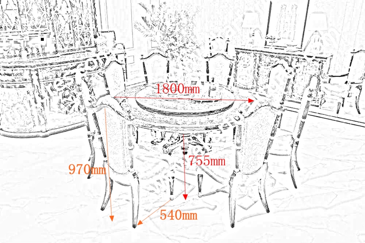 Alibaba wholesale Italy antique wooden round rotating dining table TN-029N