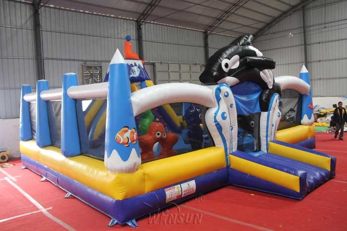 Dolphin Inflatable Fun City 9.1x8.8x5.1m For Festival Activities