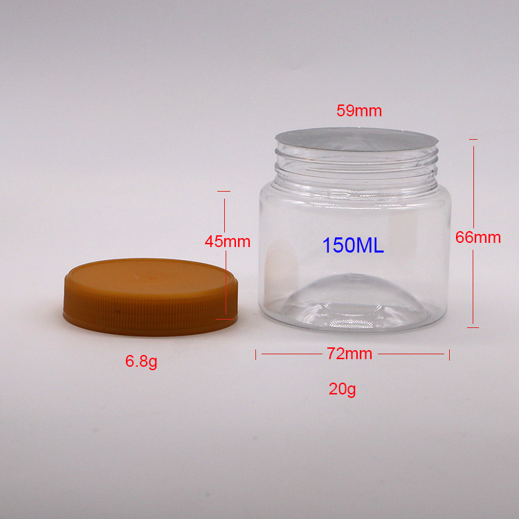 Collar Material PET Plastic Bottles 5oz 150cc Clear Plastic Mason Jar for Food Storage
