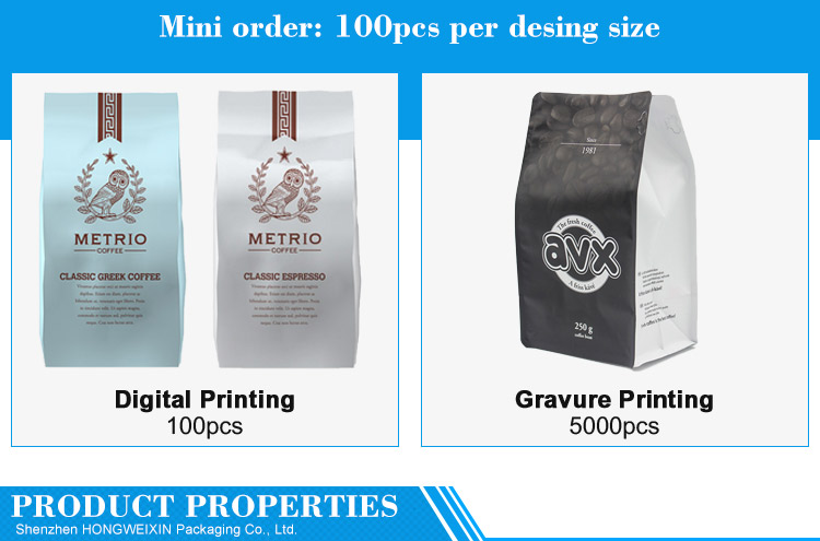 Vaccum sealer printed aluminum foil with valve 12 oz custom hanging ear drip coffee filter paper bag