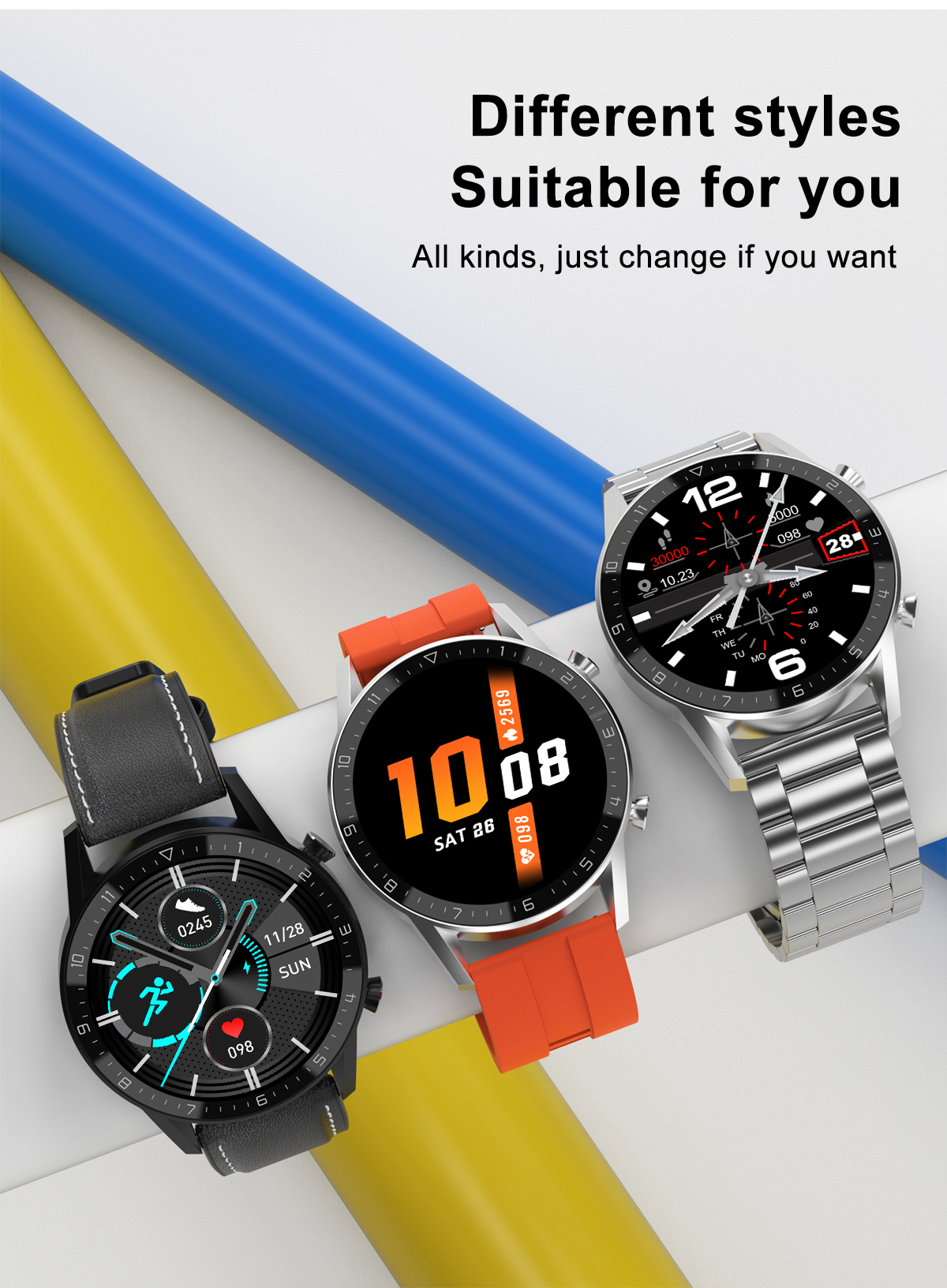 DT92 Smart Watch Women Men Call 1.3 Inch Touch Screen Retina Display Scree Round Charging Smartwatch 2020 PK L13 L16