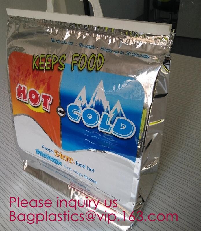 Aluminum Foil Insulated Cooler Bags Waterproof Folding Thermal Lunch Bag,Zip-Lock Grocery Handle Thermal Insulation Cool