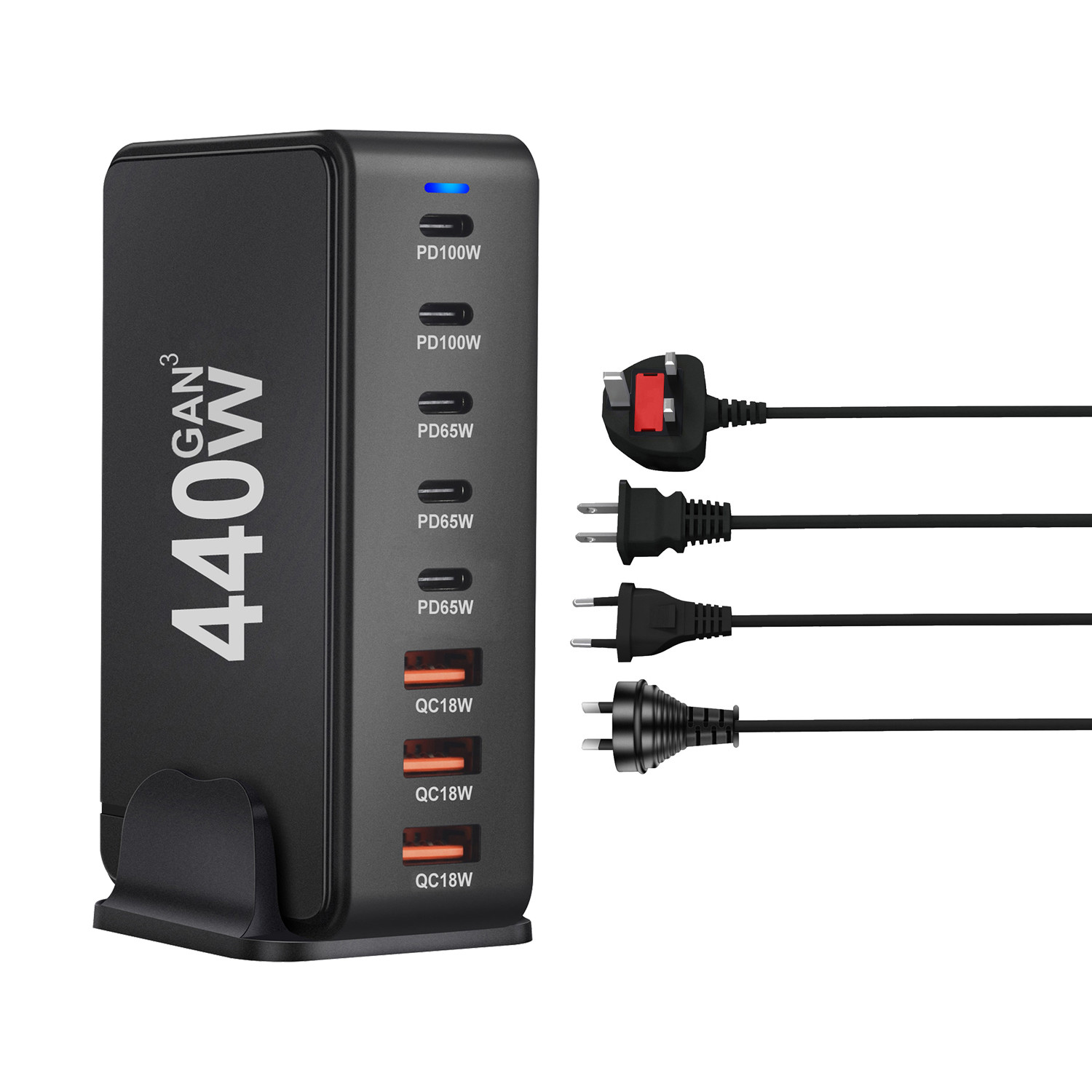 440W GaN Fast Charger 8 Port USB HUB PD/PPS Support for Laptop/Table/Smart Phone