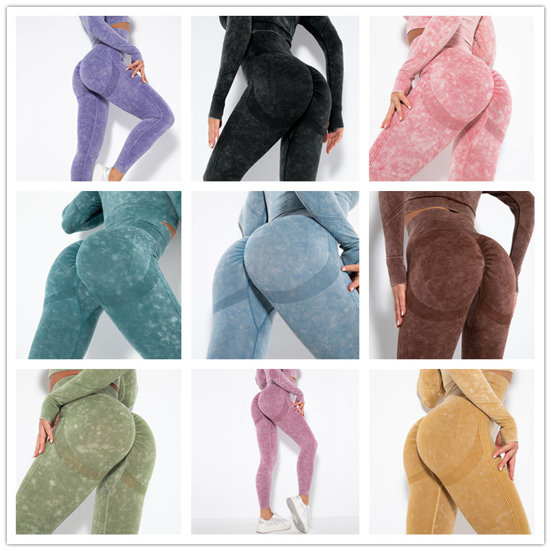 Washed Gym Scrunch Butt Leggings Seamless Big Booty Workout Gym Pants