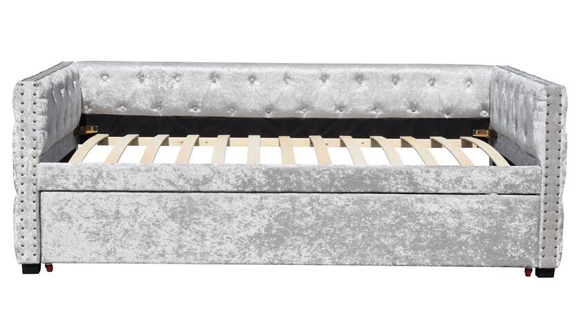 Crush Velvet Upholstered Trundle Daybed