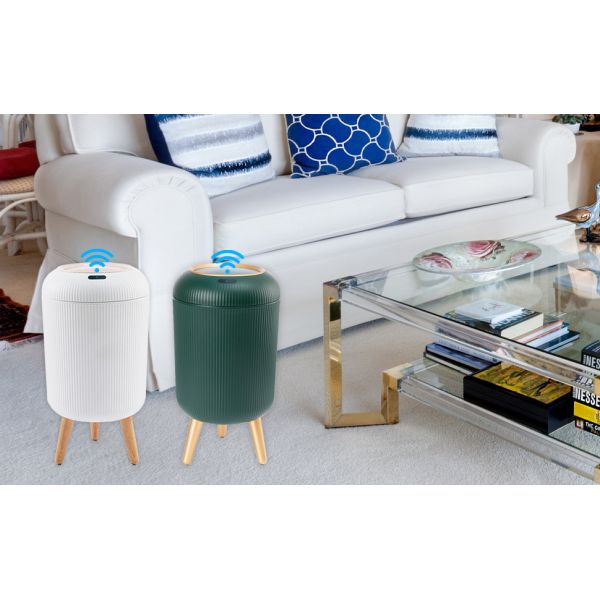 Chinese Wind Round Intelligent Sensing Household Large Capacity Trash Can with Legs