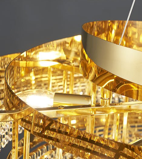 Shopping Mall Titanium Gold Plated Crystal Chandeliers Electroplating E14 Light Source