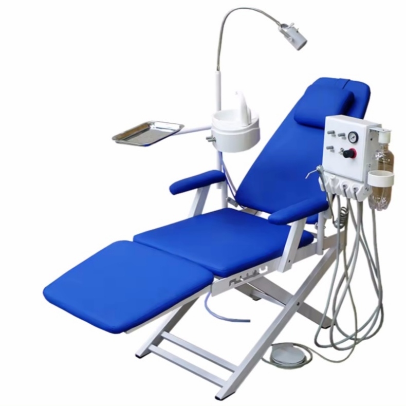 Light Weight Dental Portable Chair Unit Mobile Folding Chair with Led Light Work with Portable Turbine Unit