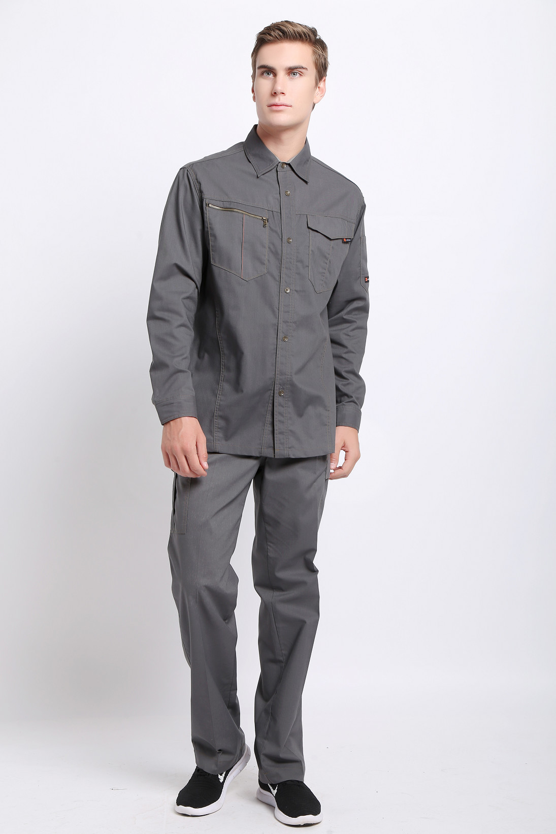 Flap Suit Anti Static Fabric Gray Jacket Work Clothes