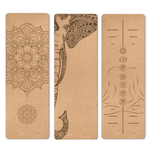 Natural Cork TPE Printed 4mm Non Slip Home Fitness Pad Gymnastics Pilates Yoga
