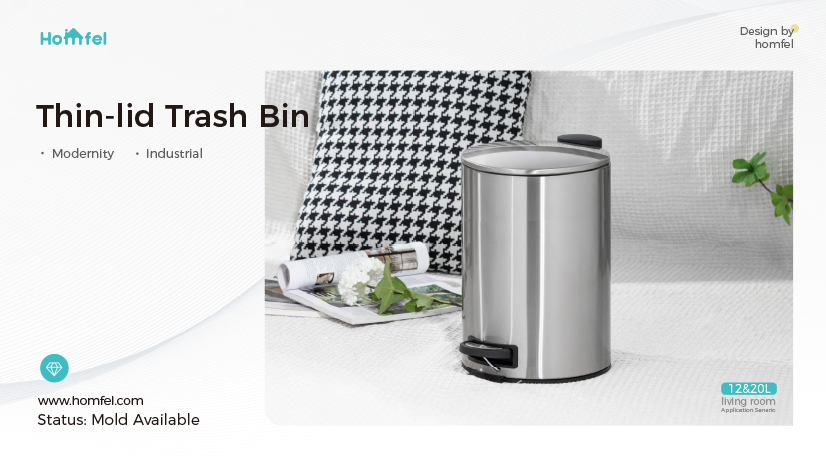 Kitchen Bedroom Home Household Pedal Bin Round Stainless Steel Trash Can with Thin Lid OEM/ODM 3L/5L/12L/20L/30L