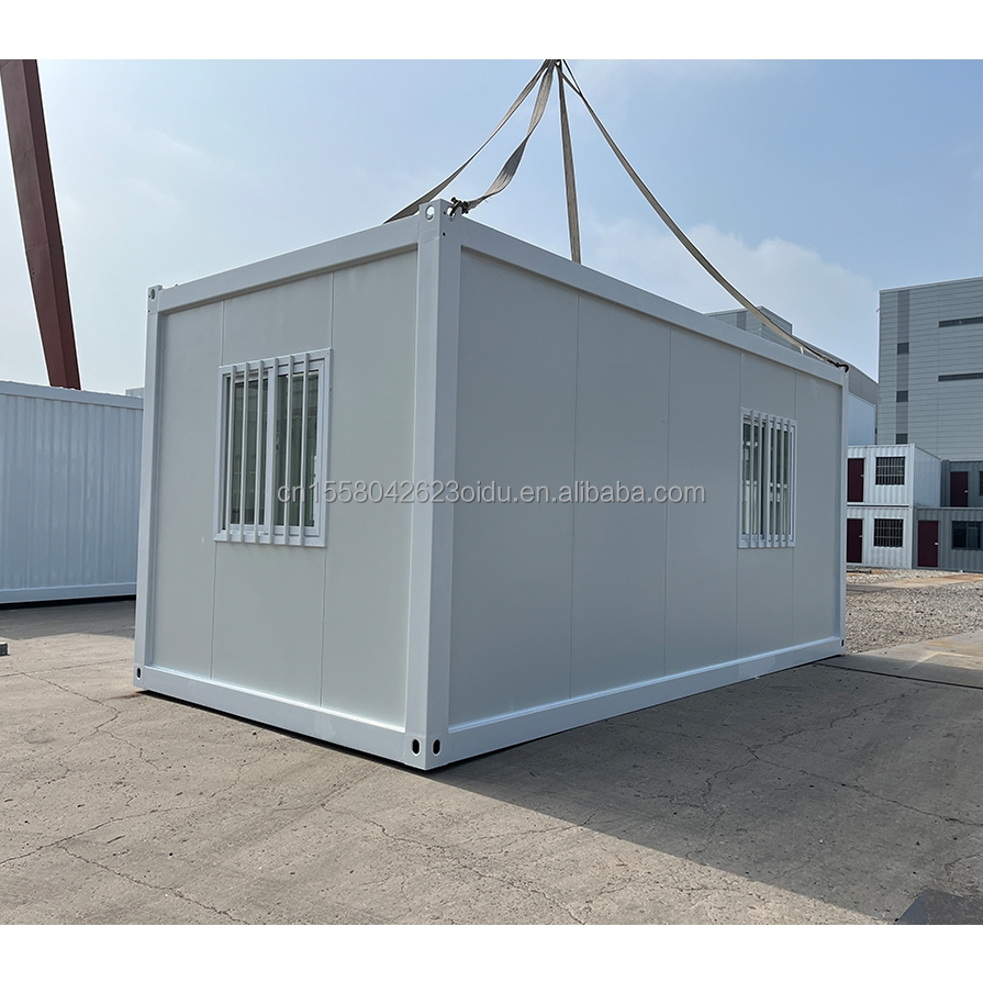 20 FT Modern Prefabricated Steel Garage with Sandwich Panel Door Aluminum Alloy Windows Easy-to-Assemble Flat Pack Warehouse