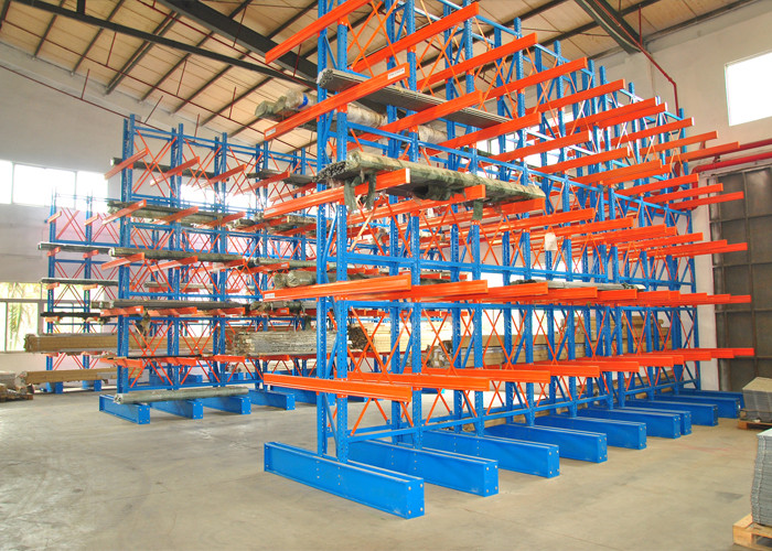Custom Lumber Bulk Storage Racks , Roll Steel Cantilever Warehouse Racks