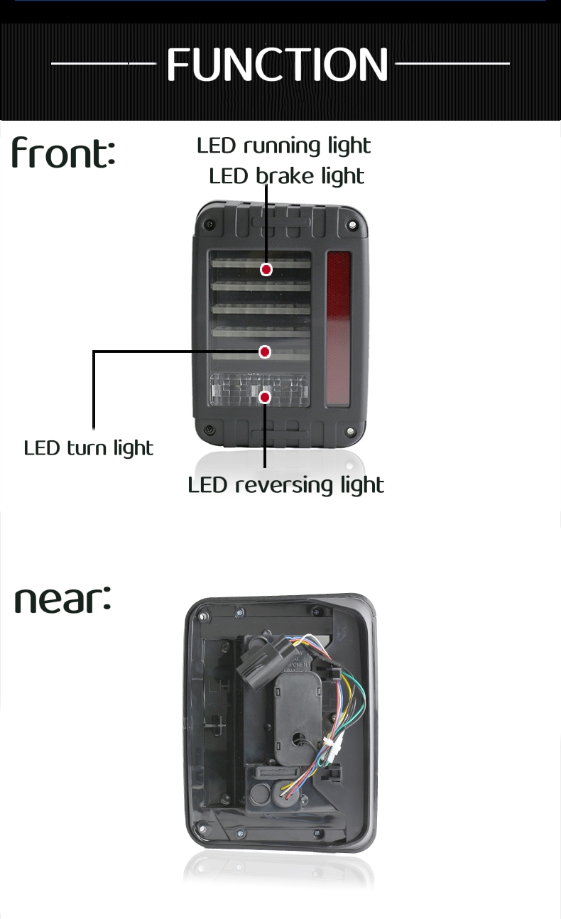 LED Tail Lights Rear Brake Lamps Turn Stop Reverse For Jeep Wrangler TJ CJ JK