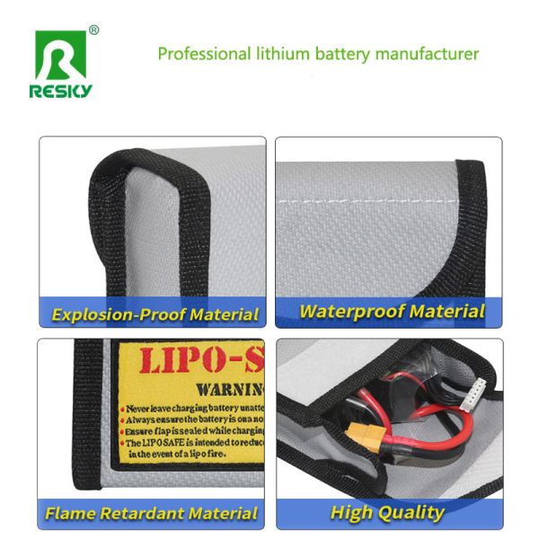 Red Black Silver Fireproof RC Lithium Battery Pack Safe Storage Bag 46x95x115mm