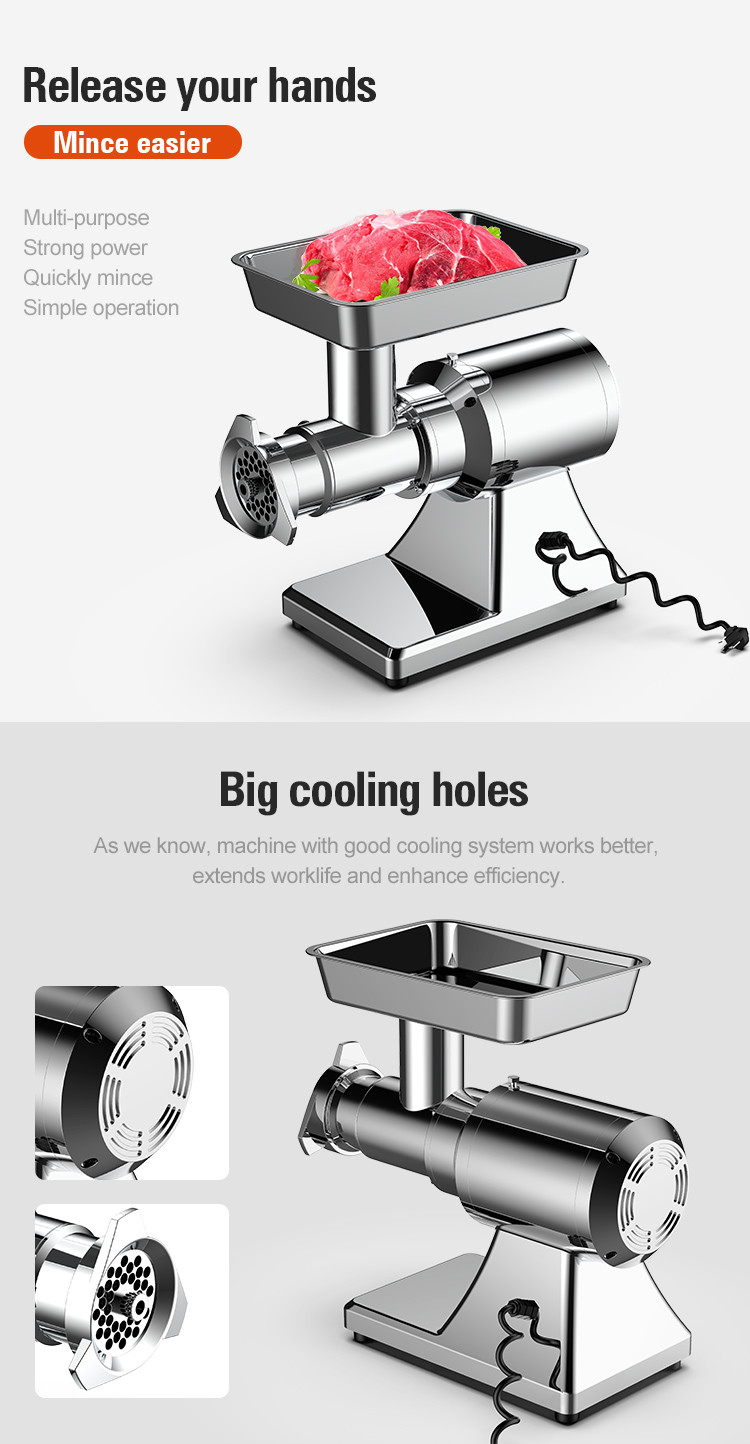 Electric Commercial Meat Mincer Easy Cleaning Maintenace With Spare Blade