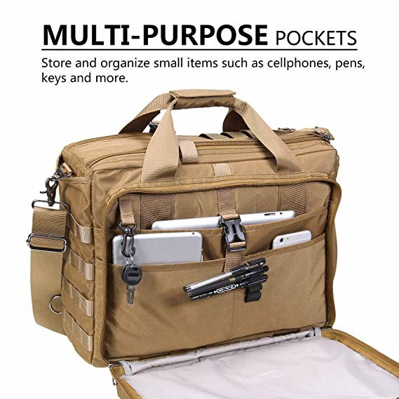 Multifunction Military Laptop Messenger Bag , Tactical Computer Bag Brown Color