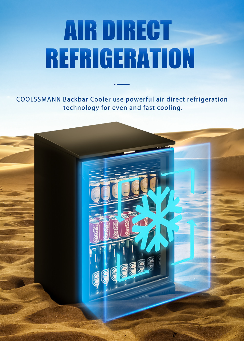 Double Layer Backbar Cooler Wire Tube Condenser Glass Display Fridge