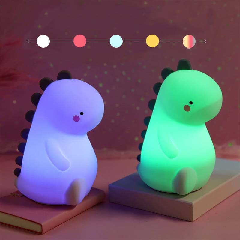 16 Color Changing Silicone Dinosaur Night Light Animal Silicone Night Lamp USB Rechargeable Touch Control Besides Lamp