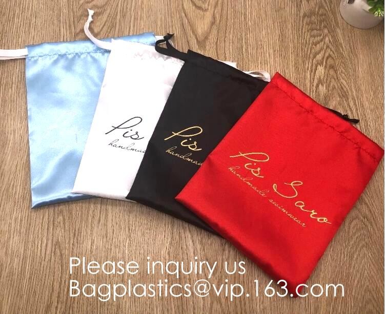 Large Black Satin Dust bag,Rose Gold Satin Drawstring Bag For Jewelry,Black Satin Drawstring Bag With Gold Printing