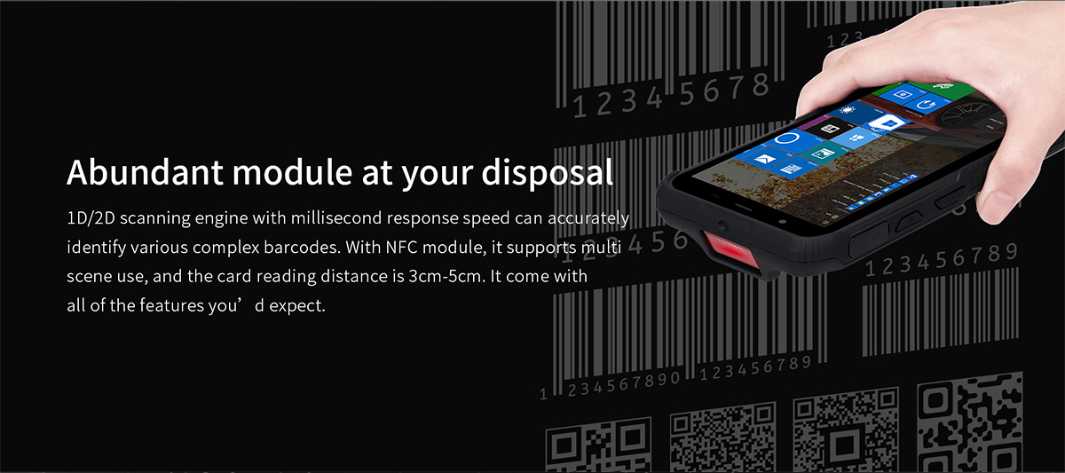 Intel Atom x5-Z8350 Processor 6inch 4G Rugged Handheld PDA with 1D 2D Barcode Scanner