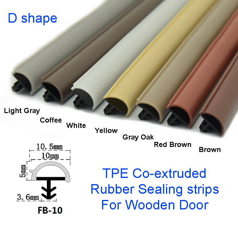 Gray Color Co-Extrudsion Wooden Door Rubber Sealing Strips D Shape Door Seals