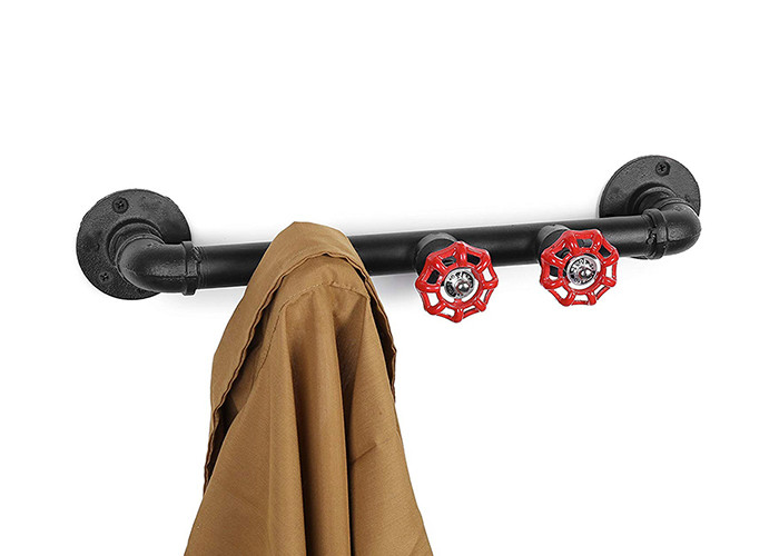 Casting Industrial Style Pipe Spigot Handle Coat Hanger 3 Hook Wall Mounted Kit