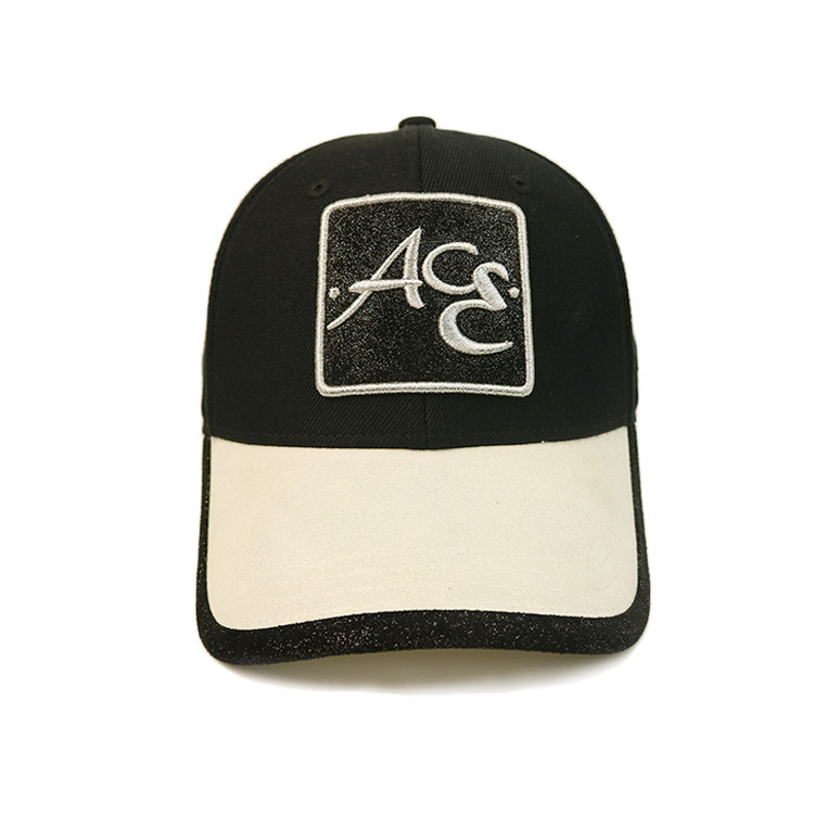 Black Flat Embroidery Men Hip Pop Baseball Cap With Metal Buckle