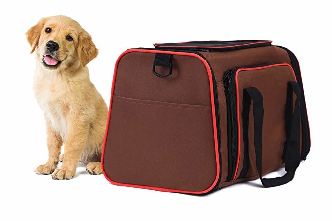 Breathable Brown Airline Approved Pet Carrier Bag For Puppies Kittens Rabbits