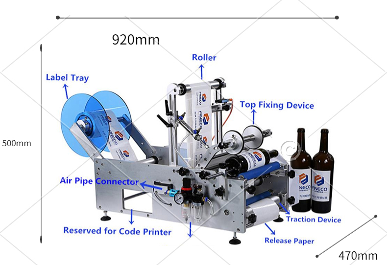 Adhesive Sticker Round Bottle Labeling Machine for Case Packaging Semi Automatic