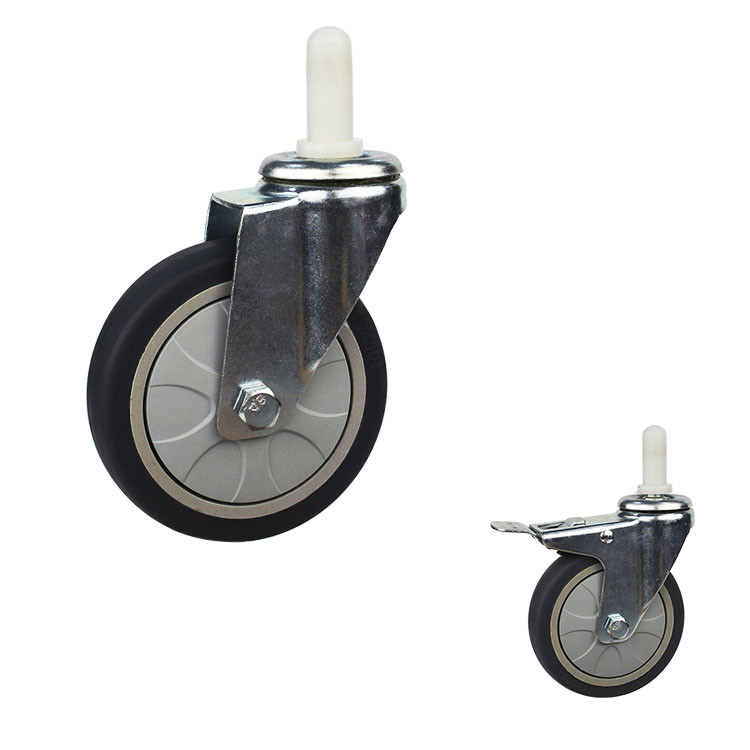 4 Inch Food Cart Heavy Duty Trolley Wheels Without Brake TPR Grip ring stem swivel food service cart casters