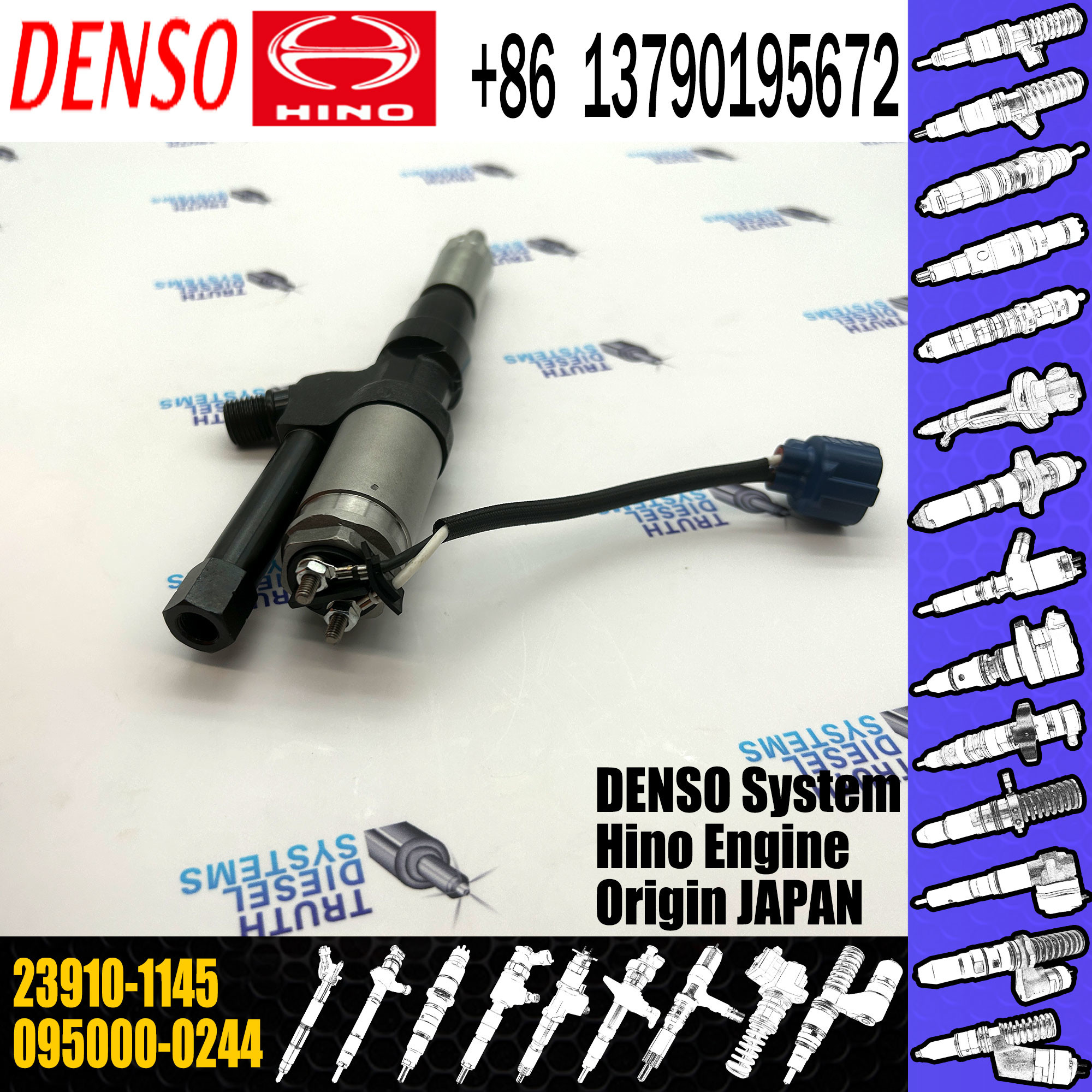 Common rail l injector 095000-0240, 095000-0244, 095000-0245 for HINO 23910-1145