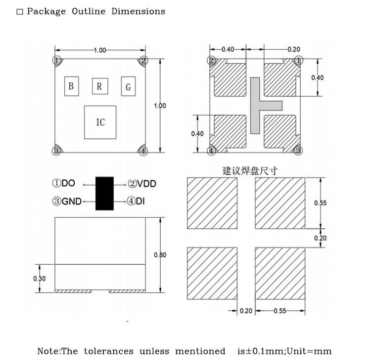 RGB LED Chip Mini Addressable IC Built In 1010 Rgb SMD Led For Led Screen Full Color LED Display