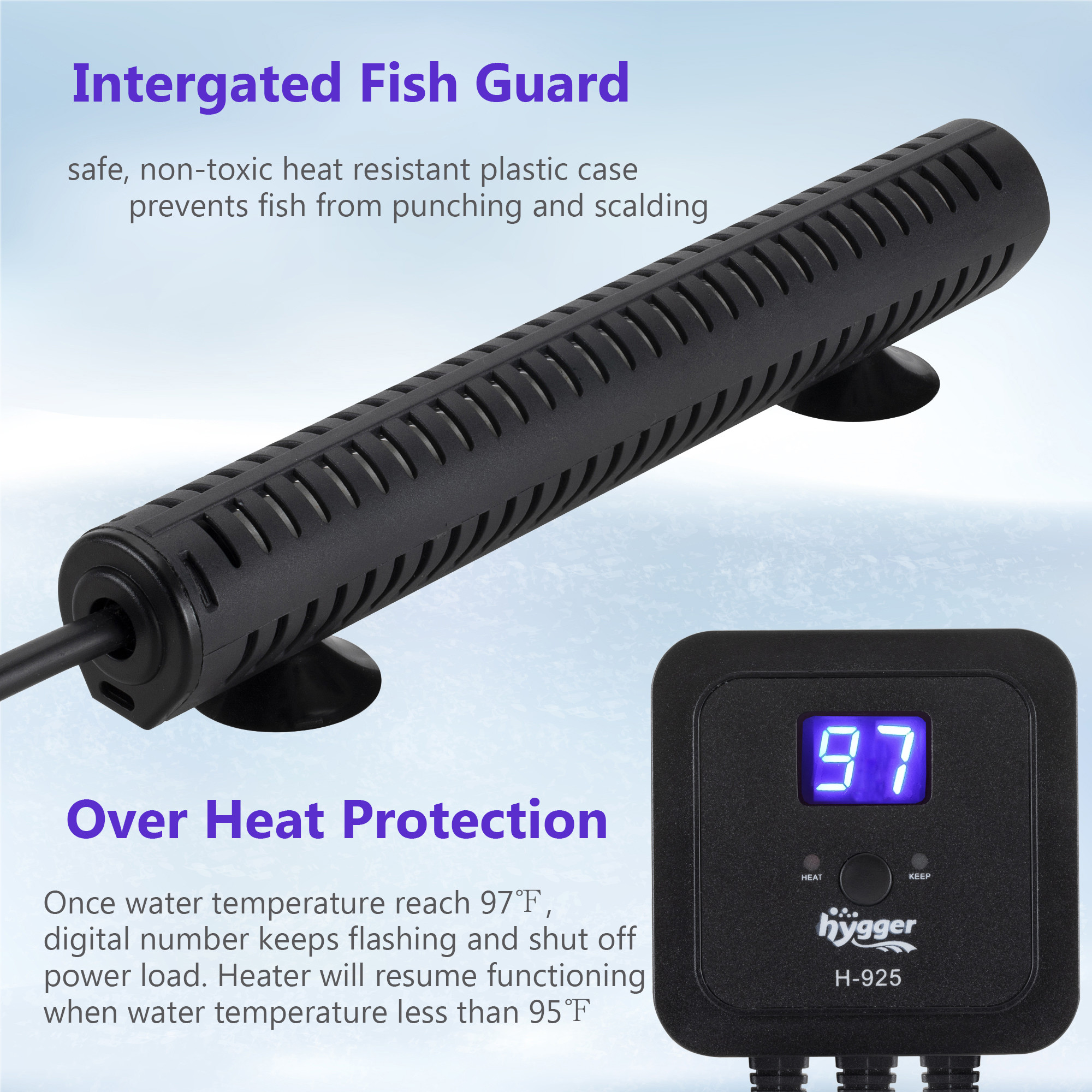 Thermostat Controller Thermometer Quartz Aquarium Heater For 60gal Tank