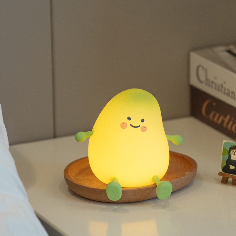 Cute Night Light For Kids Mango Sleep Lamp Warm Light Bedroom Decor Kids Night Light Silicone Baby Nursery Night Light