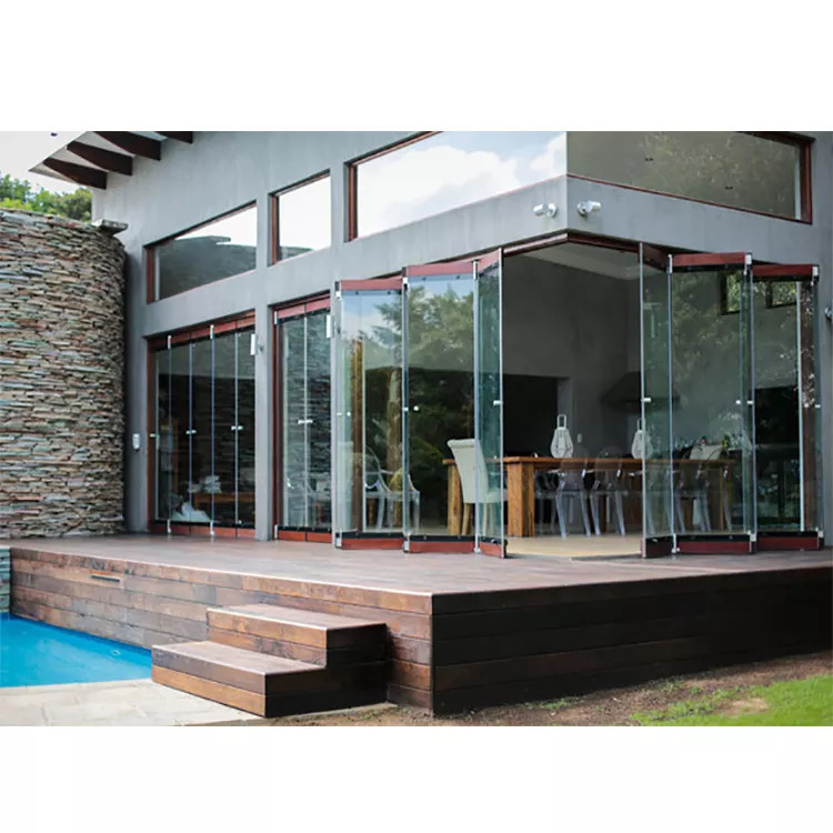Frameless Folding Glass Door Partition Bi Folding Accordion Door For Office Restaurant