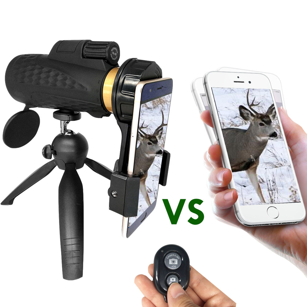 Smartphone 12x50 Fixed Focus Russian Monocular Telescope For Hunting