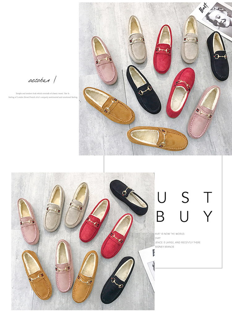 Warm Women's Casual Loafers , Soft Bottom Plus Velvet Flat Shoes New Styles